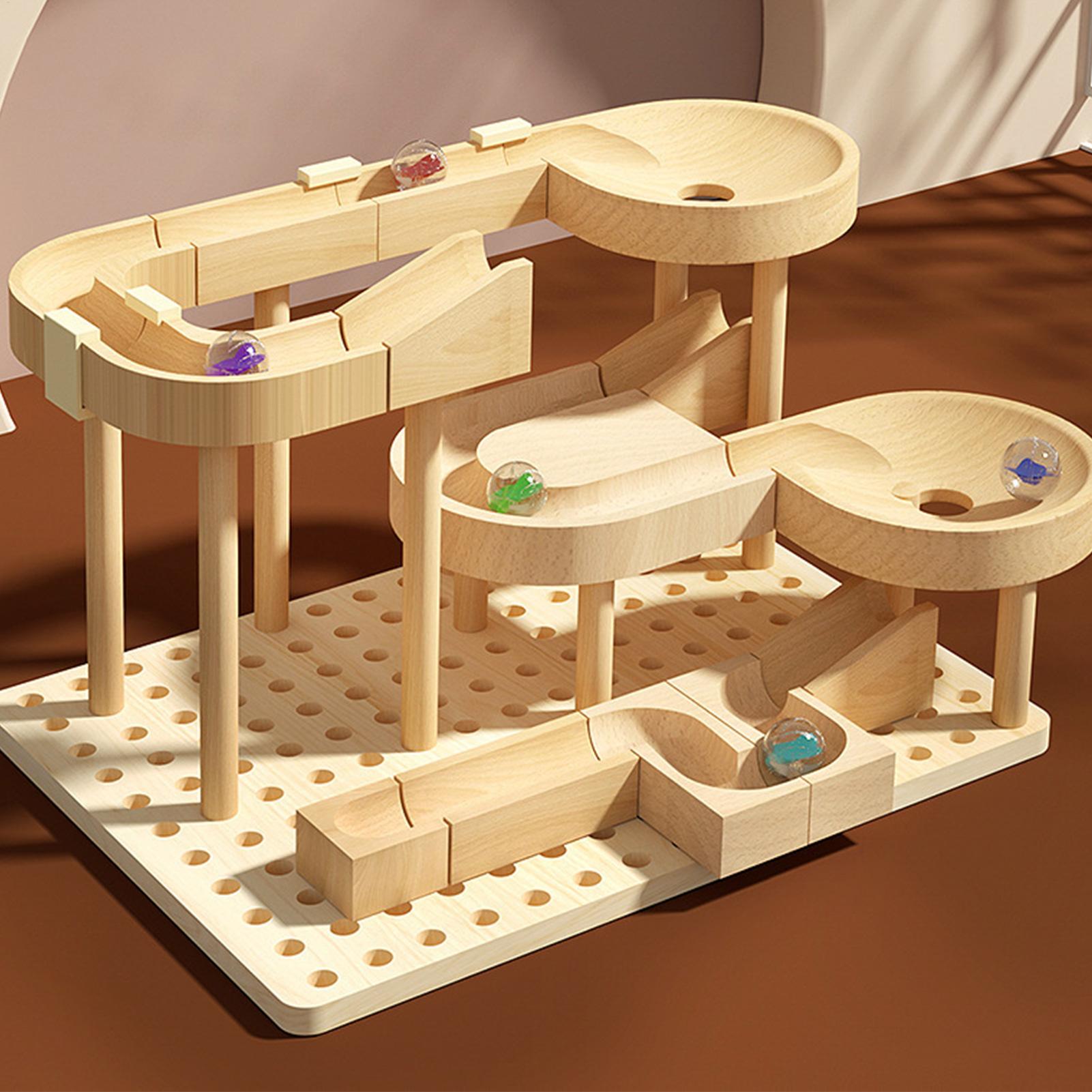 Board Game Race Track - เกมรางวิ่งลูกแก้วไม้ ของเล่นเสริมพัฒนาการ STEM สำหรับเด็ก เกมกระดานฝึกสมองสำหรับเด็กชายและเด็กหญิง ของขวัญวันเกิด