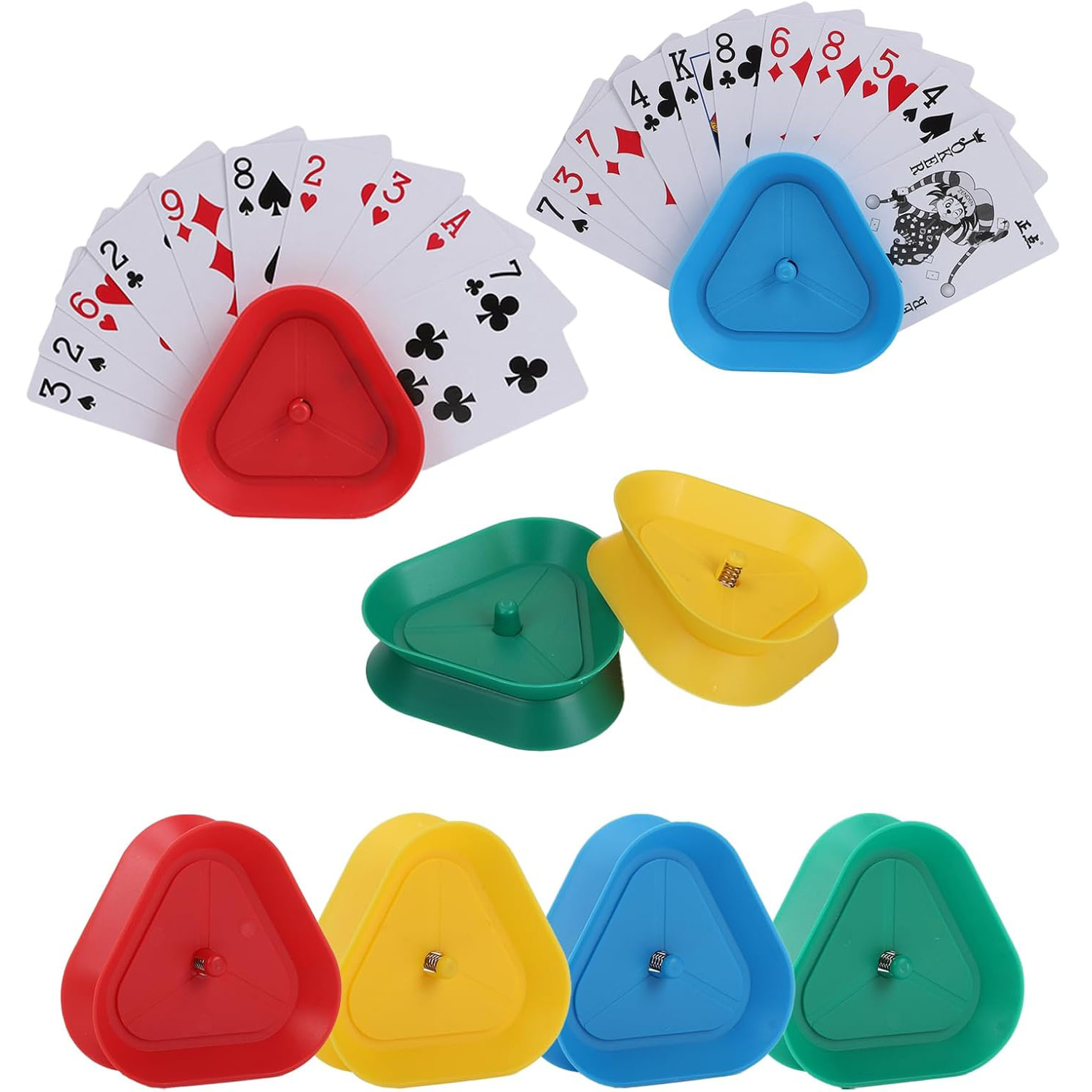 Board Game With Chips - ที่วางไพ่รูปสามเหลี่ยม 4 ชิ้น/ชุด สำหรับคนขี้เกียจ เก้าอี้เล่นโป๊กเกอร์ ที่วางการ์ดเกมสำหรับเด็กและผู้สูงอายุ