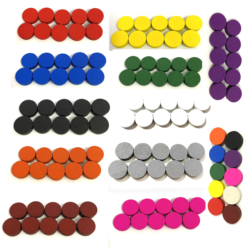 Board Game Quiz - 50 ชิ้น 15*5 มม.11 สีไม้ Disk