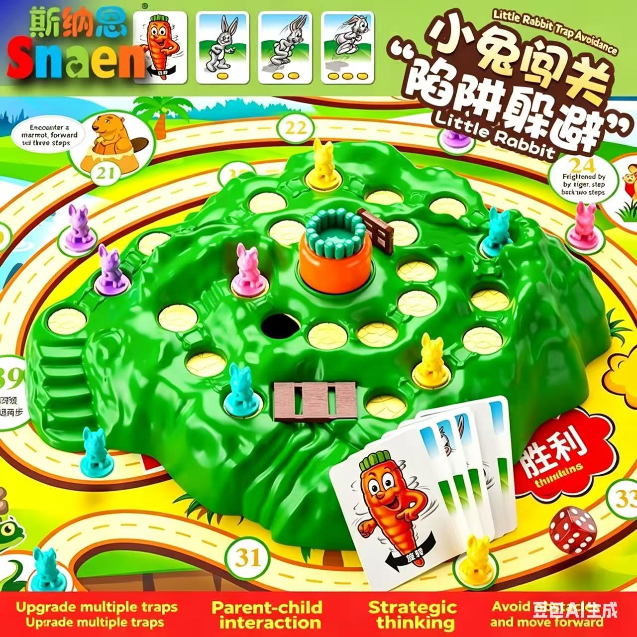 Board Game Land - ของเล่นกระต่ายดักจับสุดฮิต รุ่นปรับปรุงใหม่ เกมการ์ดกระดานสำหรับครอบครัว เสริมสร้างปฏิสัมพันธ์ระหว่างพ่อแม่ลูก เกมสร้างสรรค์บนโต๊ะ เหมาะสำหรับเด็กชายและเด็กหญิง