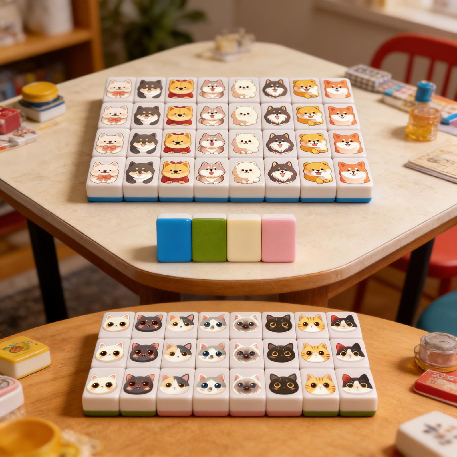 Board Game Mahjong - ชุดเกมไพ่นกกระจอกขนาดเล็ก 65 ชิ้น ของเล่นไพ่นกกระจอกแบบอินเทอร์แอคทีฟ ลายหลากหลายแบบ ของเล่นต่อสู้เช่นเช่นหมากรุก