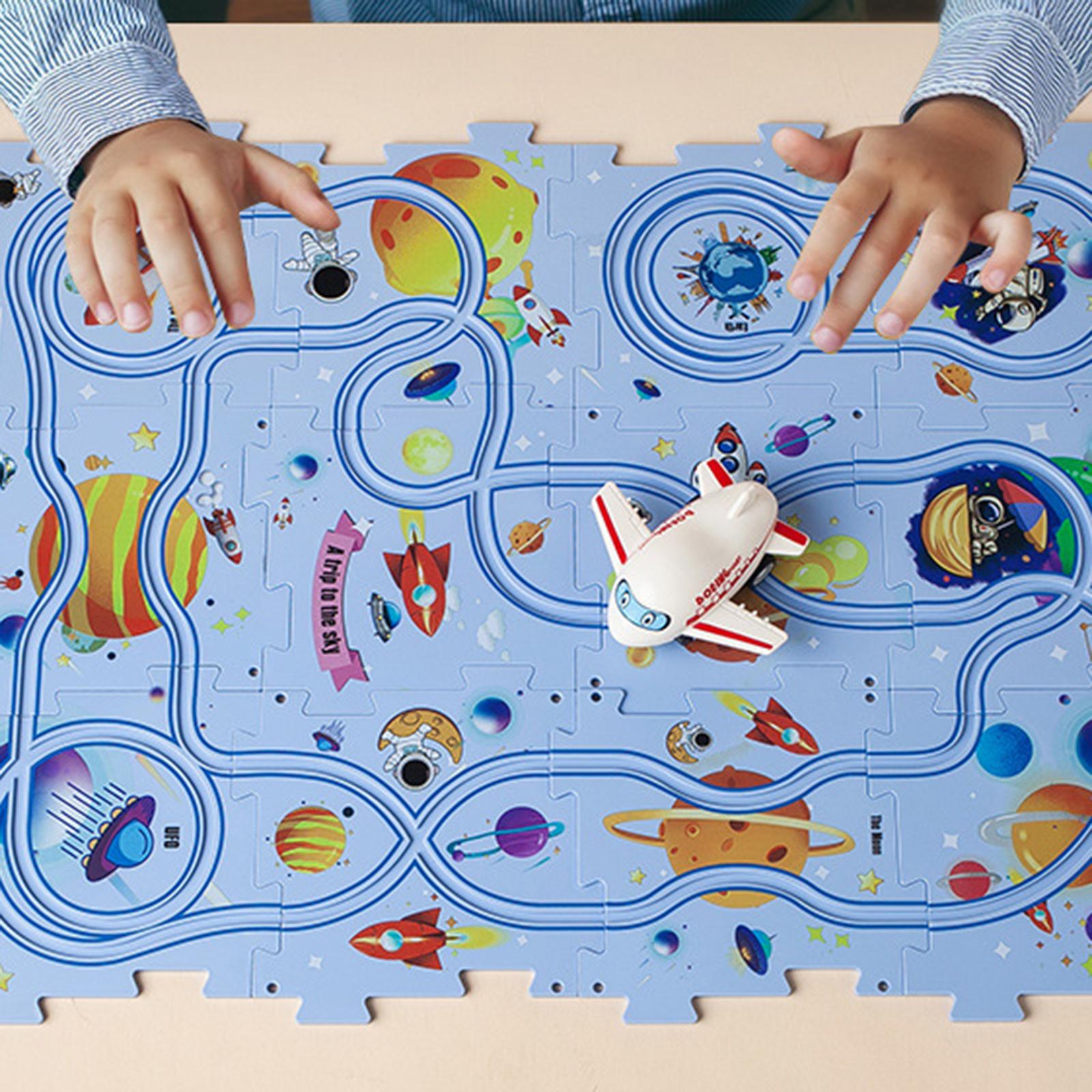 Board Game Race Track - ของเล่นรถแข่ง ชุดรางรถไฟพลาสติก เกมกระดานปริศนาเพื่อการศึกษา สำหรับพัฒนาทักษะการเคลื่อนไหวอย่างละเอียดในเด็กเล็ก